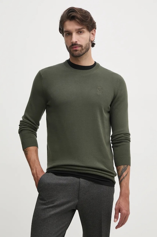 Karl Lagerfeld pulover de bumbac subtiri verde 544301.655029