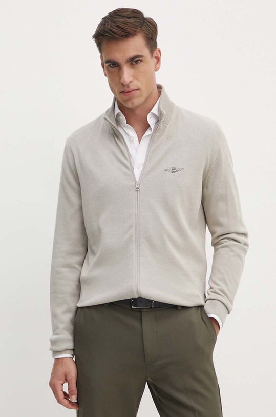 Aeronautica Militare cardigan din bumbac uni bej MA1510L506