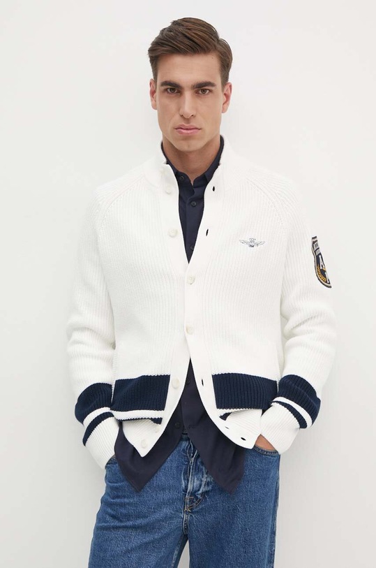Aeronautica Militare cardigan din bumbac grosime medie alb MA1511L538