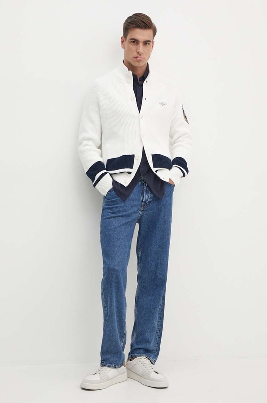 Aeronautica Militare cardigan din bumbac MA1511L538 alb AW24