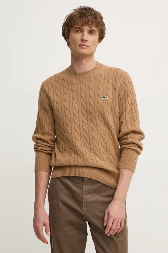Lacoste woolen jumper plain brown AH2924