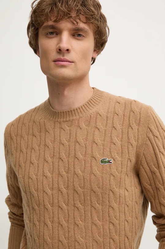 Lacoste maglione in lana marrone AH2924