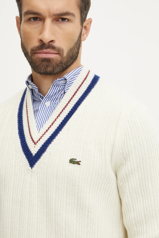 Lacoste pulover de lana bej AH3133