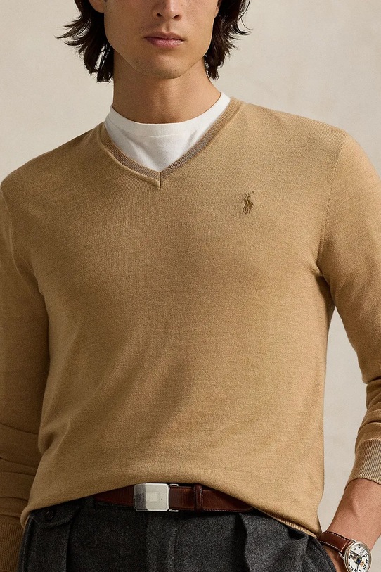 Polo Ralph Lauren sweter wełniany RWS-Longsleeve beżowy 710946142