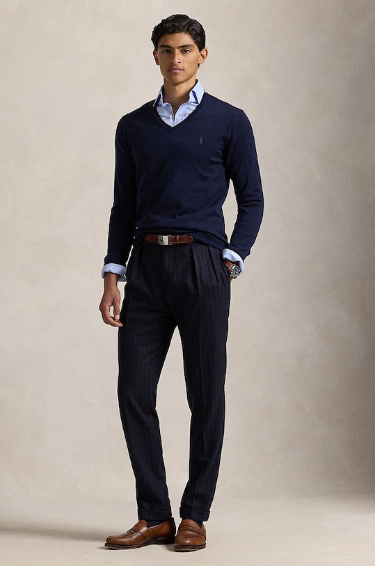 Odzież Polo Ralph Lauren sweter wełniany RWS-Longsleeve 710946142 niebieski