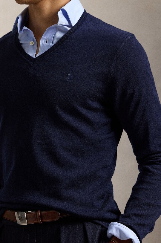 Polo Ralph Lauren sweter wełniany RWS-Longsleeve granatowy 710946142