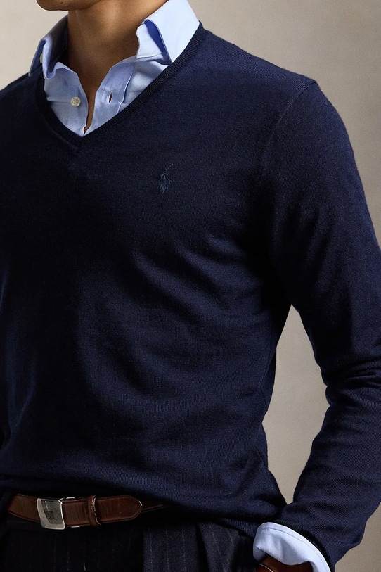 Polo Ralph Lauren sweter wełniany RWS-Longsleeve granatowy 710946142