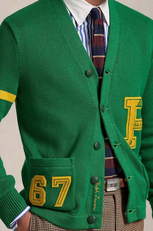 Одежда Хлопковый кардиган Polo Ralph Lauren Longsleeve 710949299 зелёный