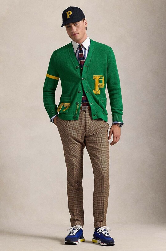 Хлопковый кардиган Polo Ralph Lauren Longsleeve зелёный 710949299