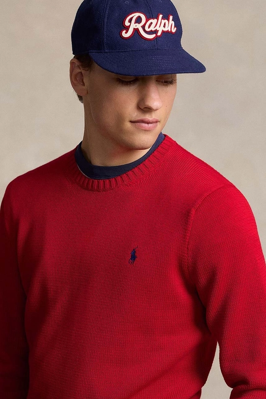 Βαμβακερό πουλόβερ Polo Ralph Lauren Longsleeve Sweat κόκκινο 710810846017