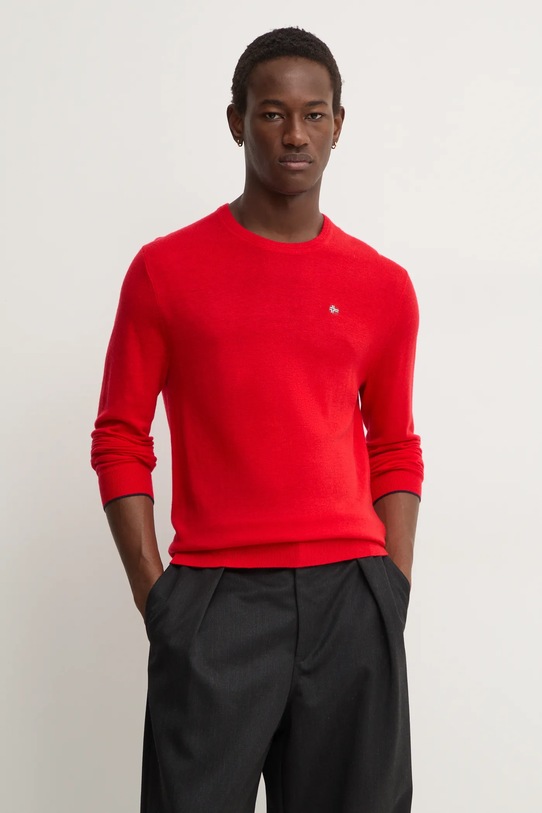 Napapijri sweter wełniany Damavand okrągły czerwony NP0A4GJUR061