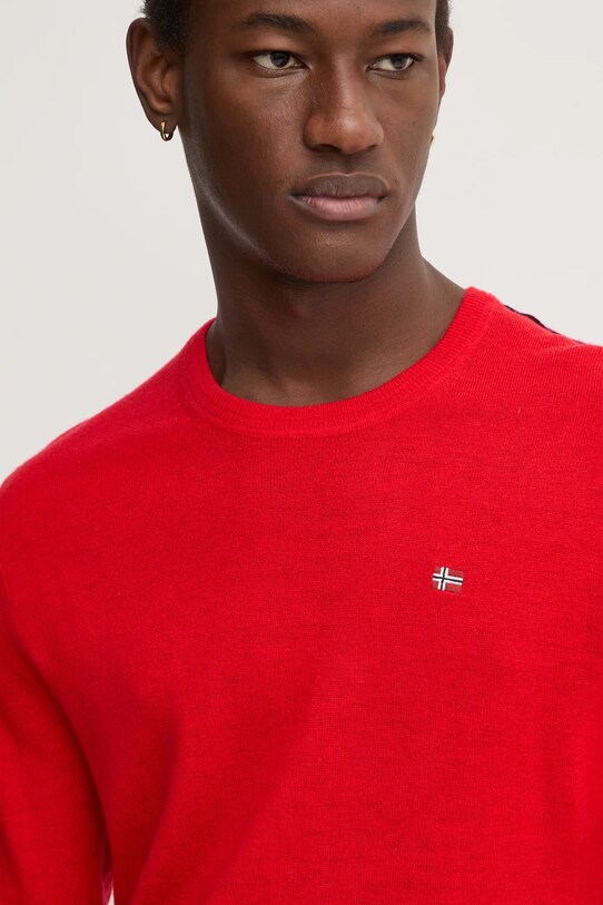 Napapijri sweter wełniany Damavand czerwony NP0A4GJUR061