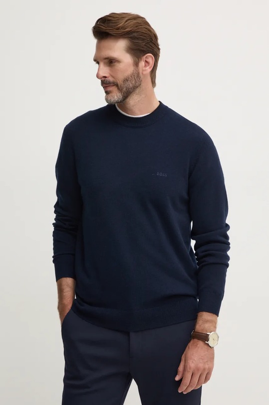 BOSS sweter wełniany granatowy 50526844