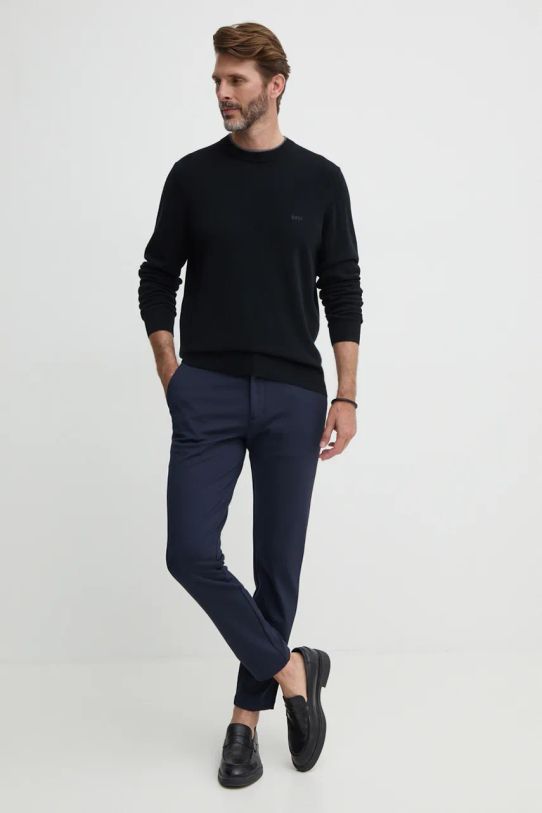 BOSS sweter wełniany 50526844 czarny AW24