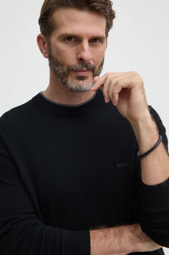 BOSS pulover de lana negru 50526844