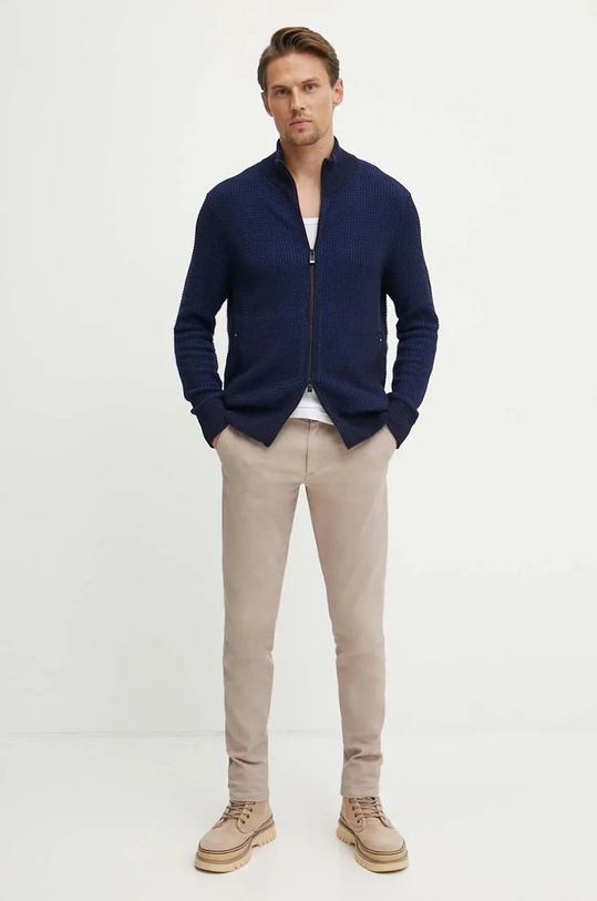 BOSS kardigan z domieszką wełny 50526846 granatowy AW24