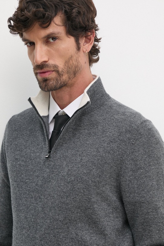 BOSS pulover de lana gri 50530314