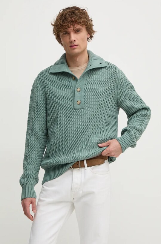 Μάλλινο πουλόβερ BOSS μαλλί πράσινο 50526871