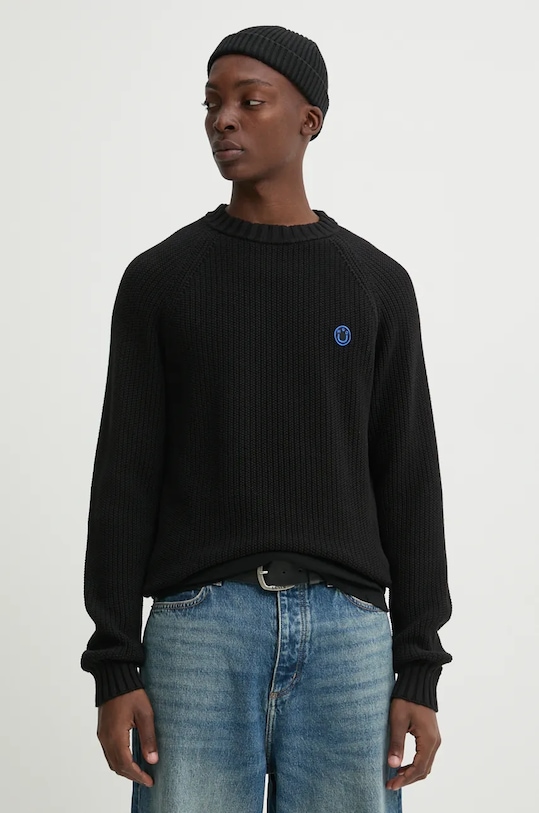 Pamučni pulover Hugo Blue bez uzorka crna 50518744