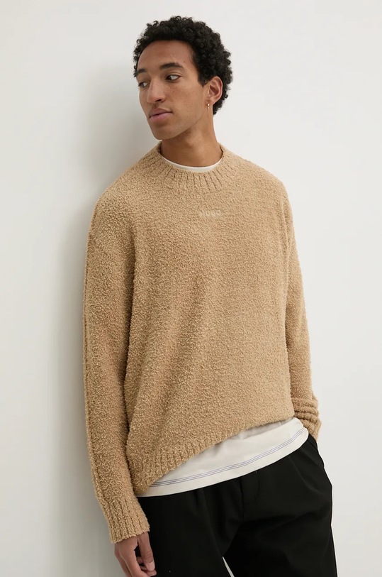 Пуловер с вълна Hugo Blue с вълна бежов 50524526