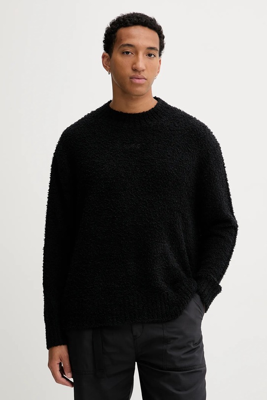 Светр з домішкою вовни Hugo Blue з додаванням вовни чорний 50524526