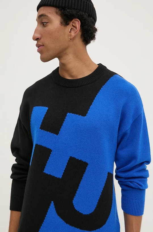 HUGO Blue sweter z domieszką wełny czarny 50527220
