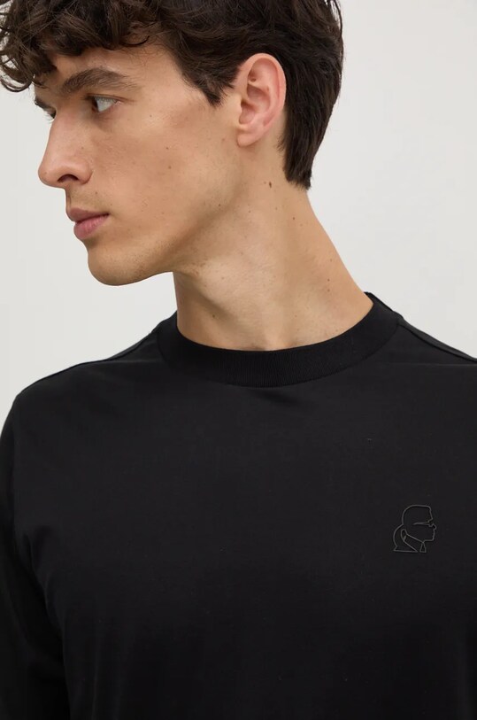 Karl Lagerfeld longsleeve din bumbac negru 544200.755002