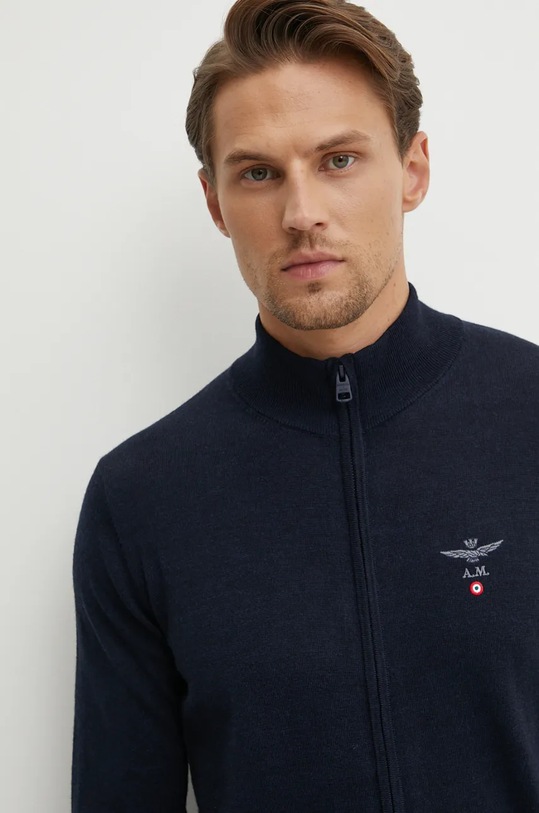 Aeronautica Militare cardigan din lana bleumarin MA1390L415