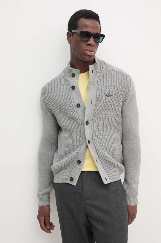 Aeronautica Militare cardigan din bumbac uni gri MA1454L409