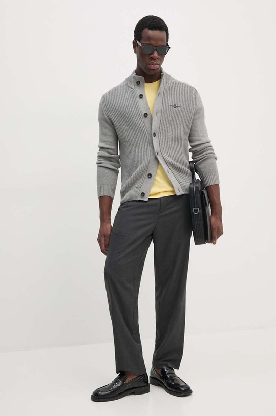 Aeronautica Militare cardigan din bumbac MA1454L409 gri AW24