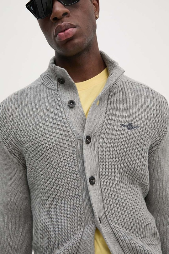 Aeronautica Militare cardigan din bumbac gri MA1454L409