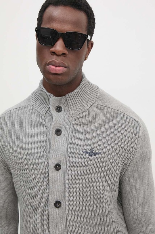 Aeronautica Militare cardigan din bumbac MA1454L409 gri