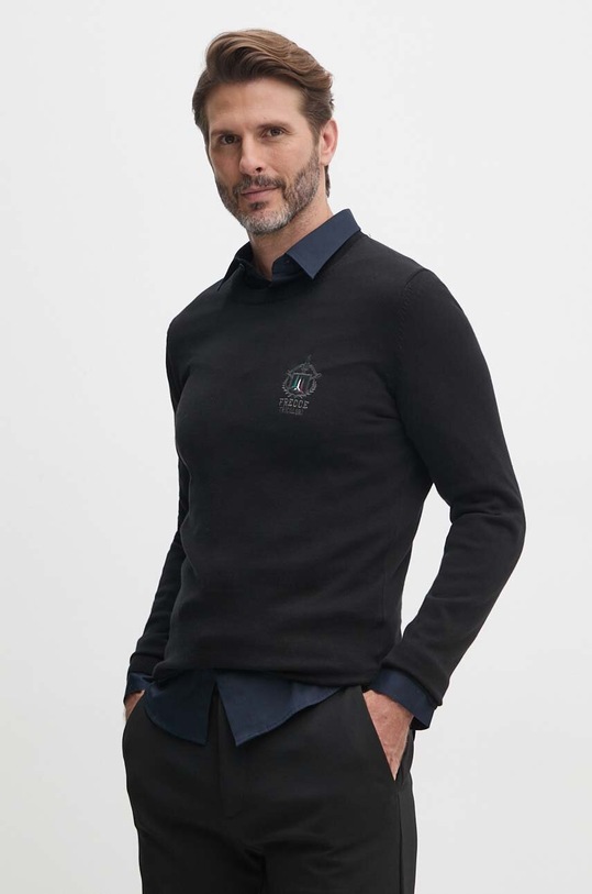 Aeronautica Militare maglione in cotone a maglia fine nero MA1513L506