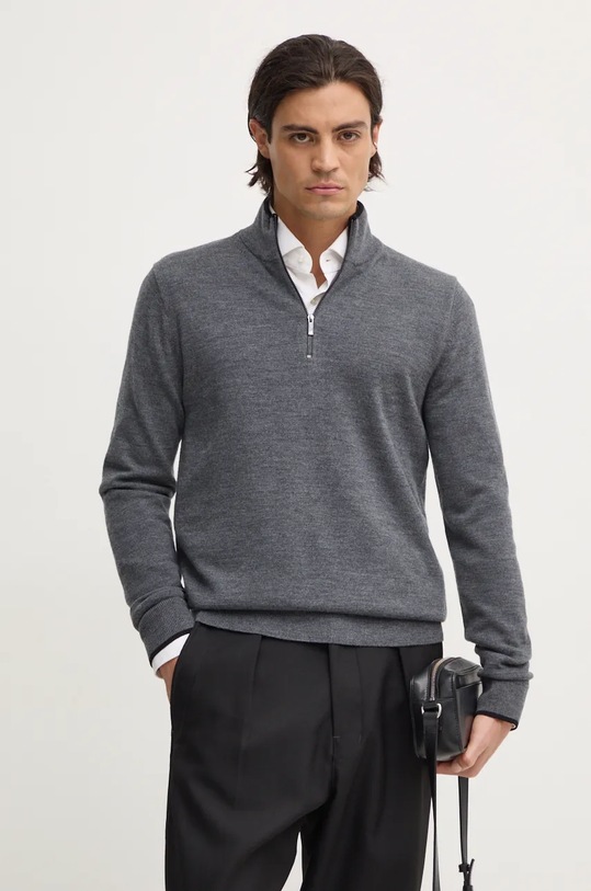 Vlněný svetr Michael Kors polorolák šedá CF460FA7AP