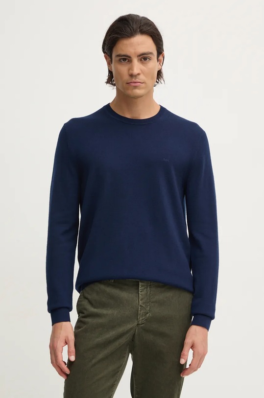 Michael Kors sweter wełniany okrągły granatowy CF460F77AP
