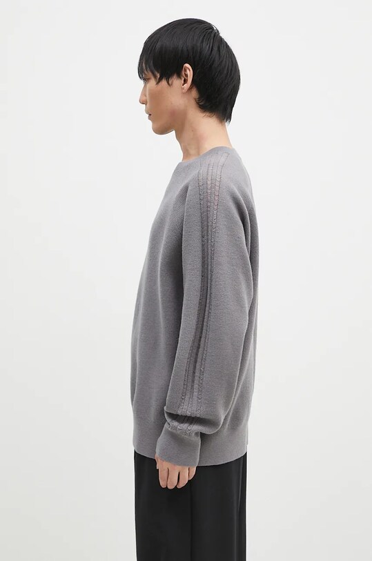 Vlněný svetr Y-3 3-S Knit Crew JD9842 šedá AW24
