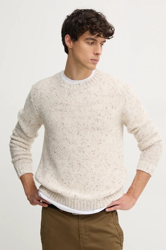 Sveter s prímesou vlny Sisley melanž béžová 10FES103Z