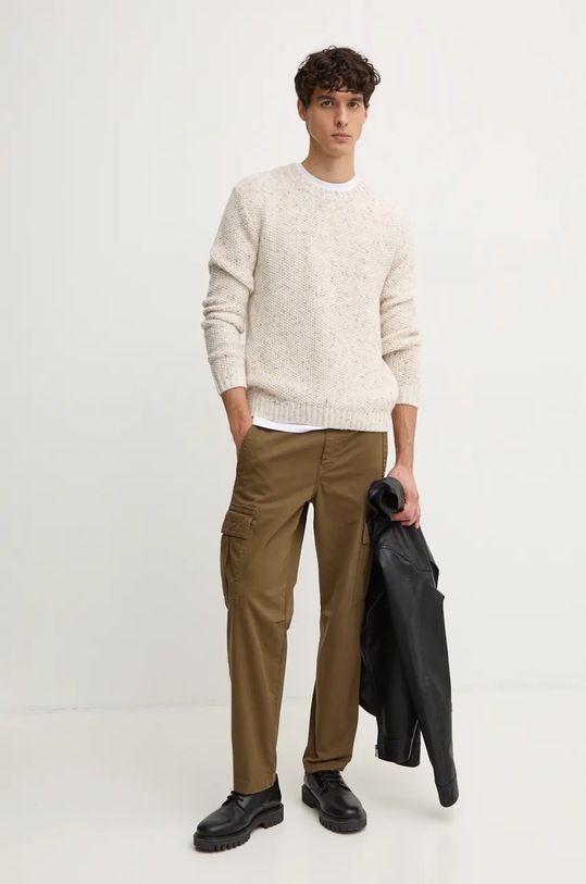 Sveter s prímesou vlny Sisley 10FES103Z béžová AW24