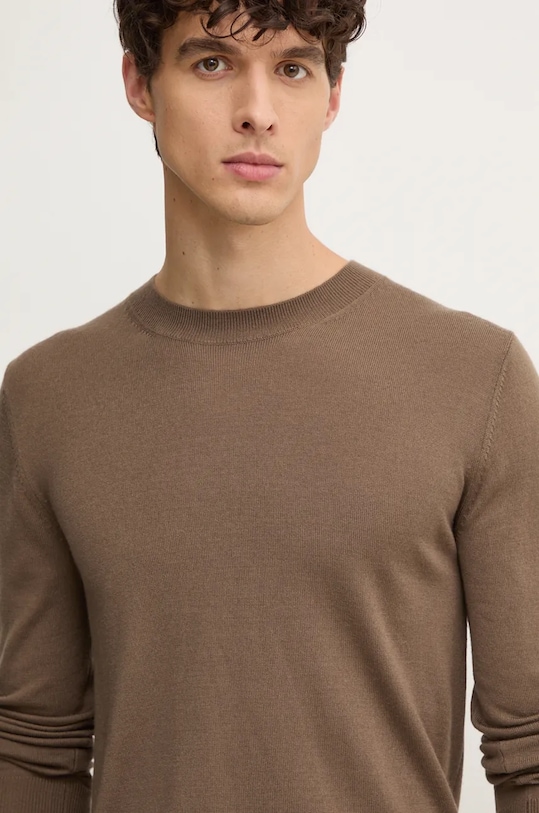 Sisley sweter wełniany brązowy 11BAS100Y