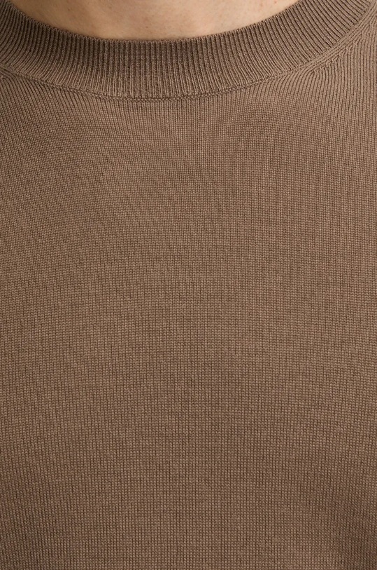 Sisley sweter wełniany 11BAS100Y brązowy