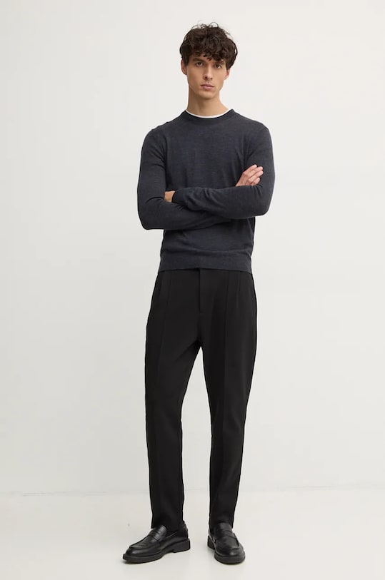 Вовняний светр Sisley 11BAS100Y сірий AW24