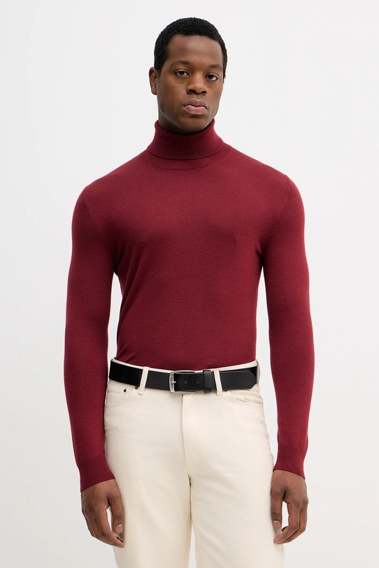 Sisley sweter wełniany bordowy 11BAS200A