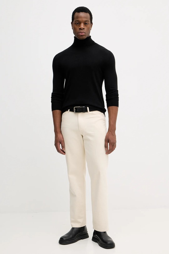 Sisley sweter wełniany 11BAS200A czarny AW25
