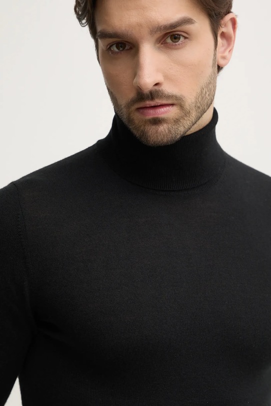 Sisley sweter wełniany czarny 11BAS200A