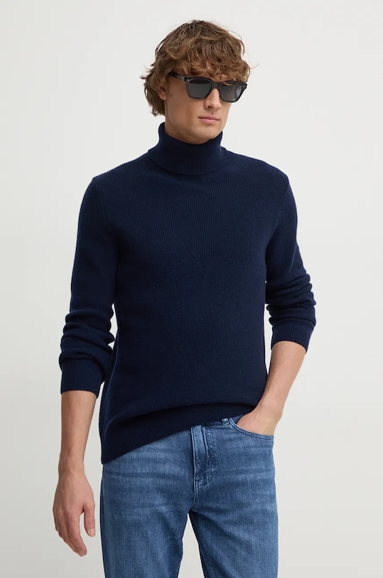 Sisley sweter wełniany wełna granatowy 1044S2007