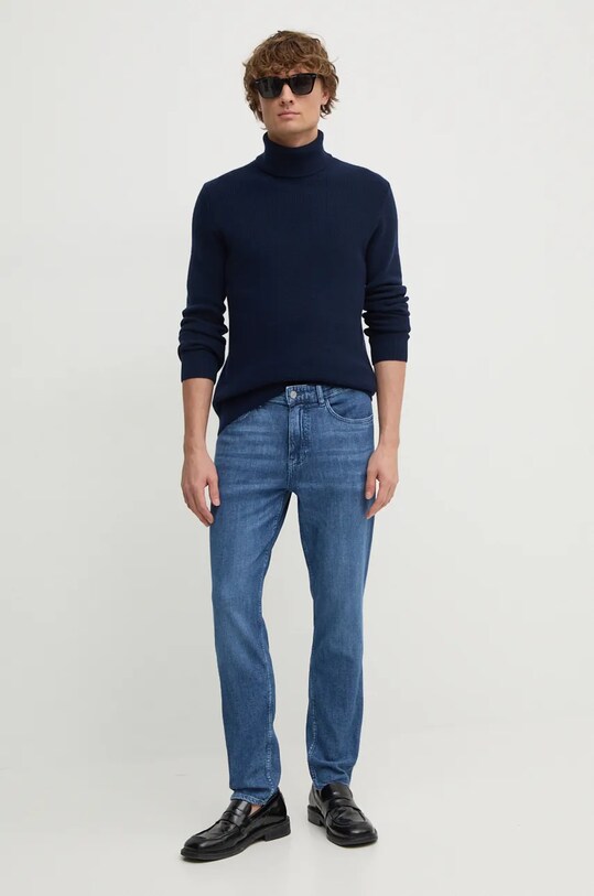 Sisley sweter wełniany 1044S2007 granatowy AW24