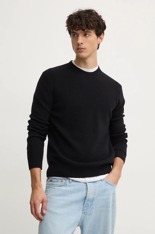 Sisley pulover de lana grosime medie negru 1044S100X