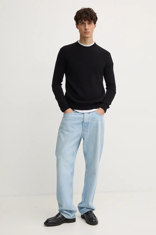 Sisley pulover de lana 1044S100X negru AW24