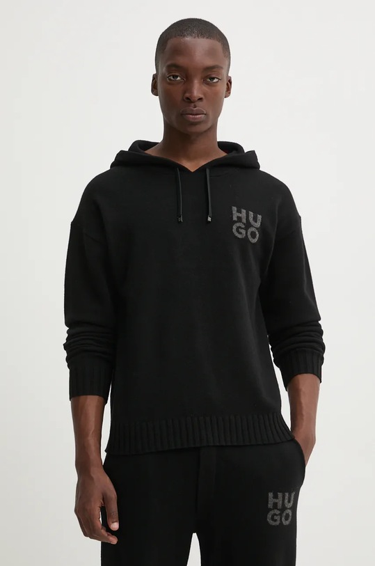 HUGO pulover de lana grosime medie negru 50527223