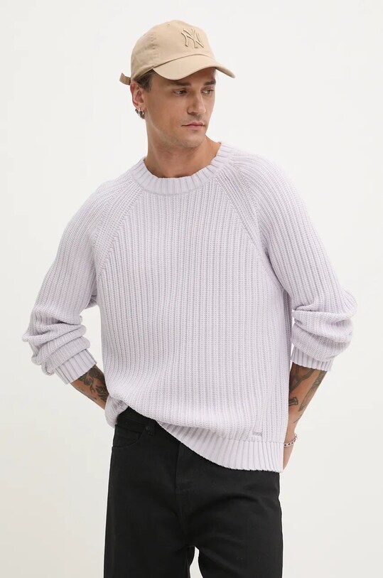 HUGO sweter bawełniany fioletowy 50527232